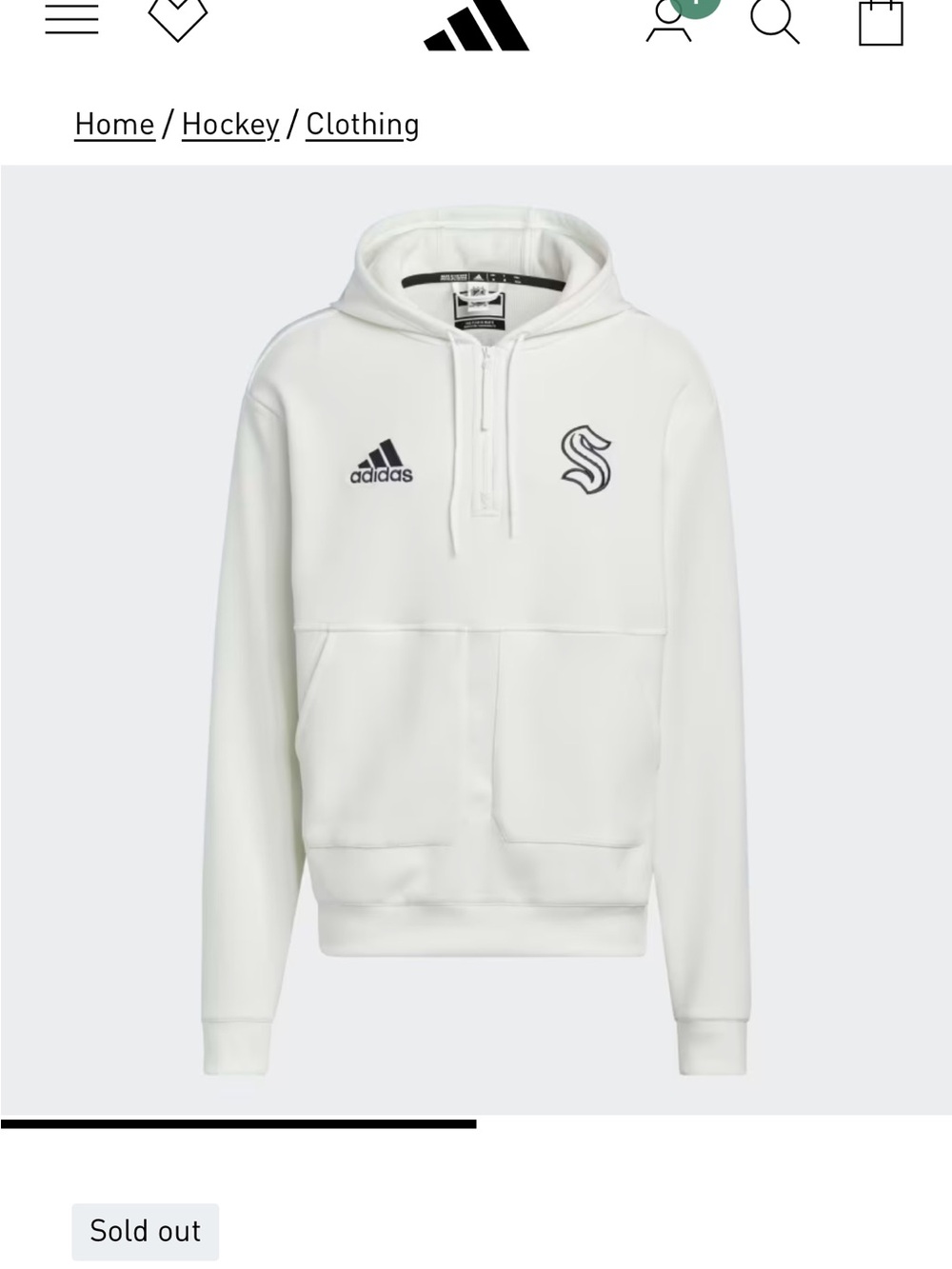 KRAKEN 22 NHL NO-DYE 1/4 ZIP HOODIE (GENDER NEUTRAL) Size XL